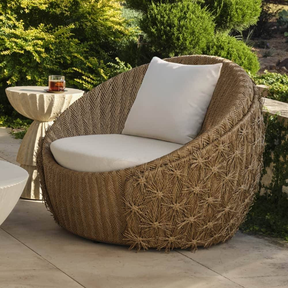 Arteriors - FRS30 - Outdoor Swivel Lounge Chair - Florian - Pearl/Tan