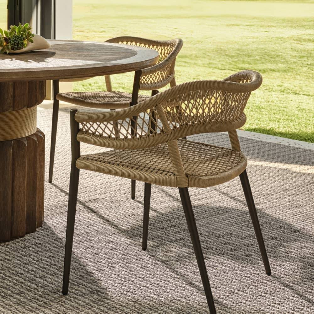 Arteriors - FRS33 - Outdoor Dining Chair - Aurelie - Buff/Blackened Bronze