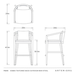 Arteriors - FSS15 - Outdoor Bar Stool - Sobek - Pearl/Kona