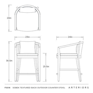 Arteriors - FSS16 - Outdoor Counter Stool - Sobek - Pearl/Kona