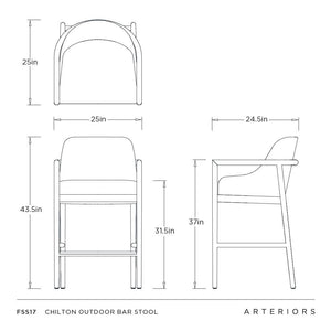Arteriors - FSS17 - Outdoor Bar Stool - Chilton - Pearl/Dark Gray Wash