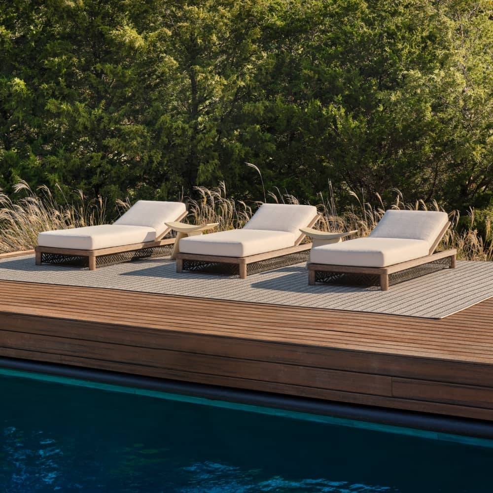 Arteriors - FTS04 - Outdoor Chaise - Emoto - Pearl/Aged Bronze