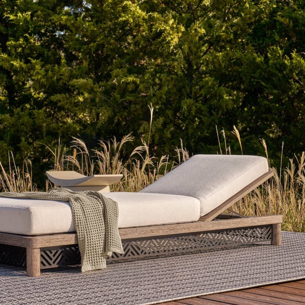Arteriors - FTS04 - Outdoor Chaise - Emoto - Pearl/Aged Bronze