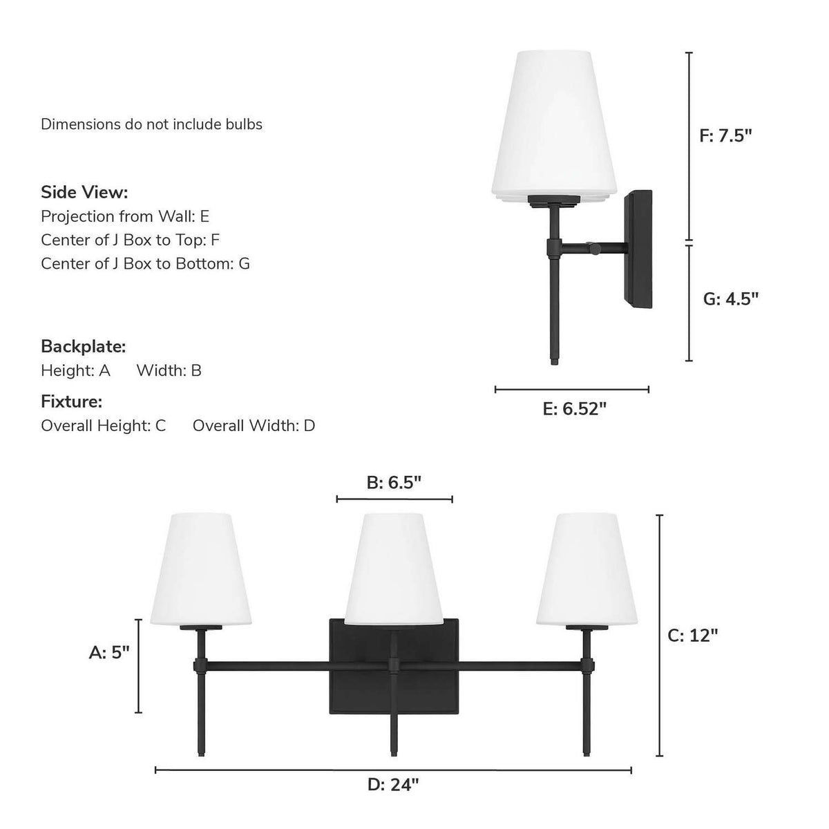Hunter - 13250 - Three Light Bathroom Vanity - Camelia Stem - Matte Black