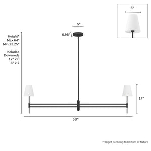 Hunter - 13252 - Two Light Chandelier - Camelia Stem - Matte Black
