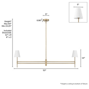 Hunter - 13252 - Two Light Chandelier - Camelia Stem - Matte Black