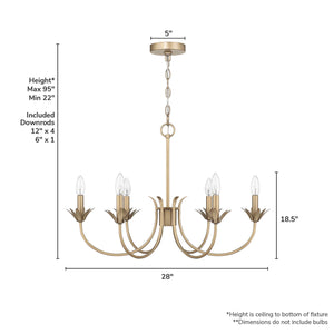 Hunter - 13261 - Six Light Chandelier - Junie Bud - Luxe Gold
