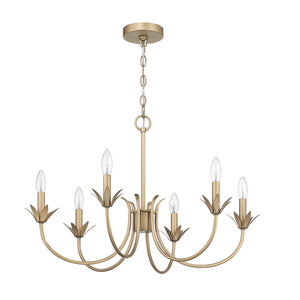 Hunter - 13261 - Six Light Chandelier - Junie Bud - Luxe Gold