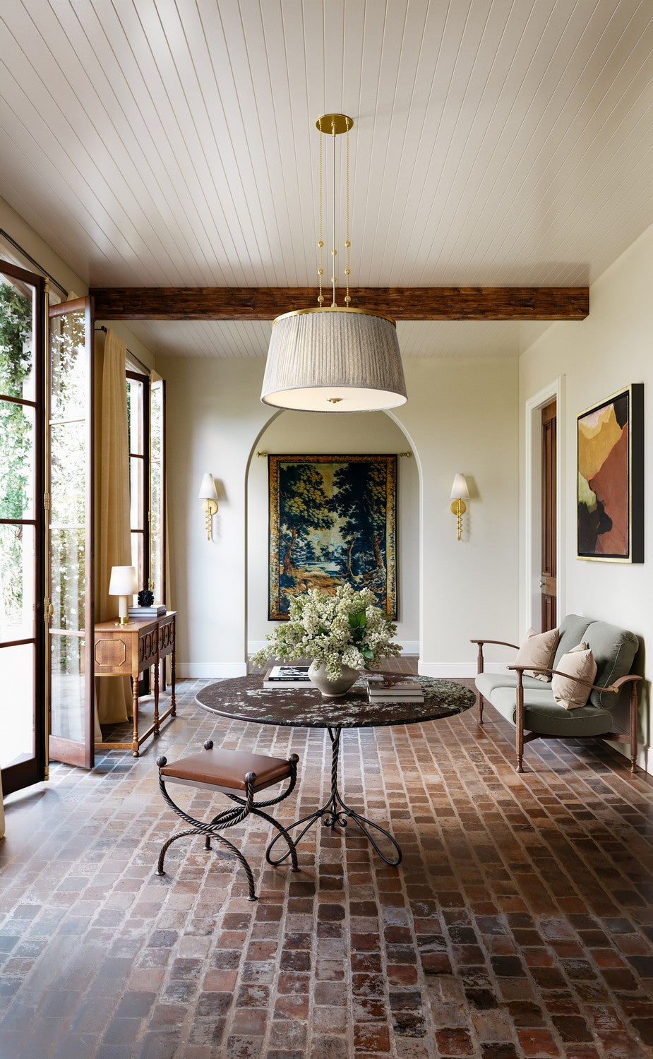 Hudson Valley - 8528-AGB - Three Light Pendant - Valeria - Aged Brass