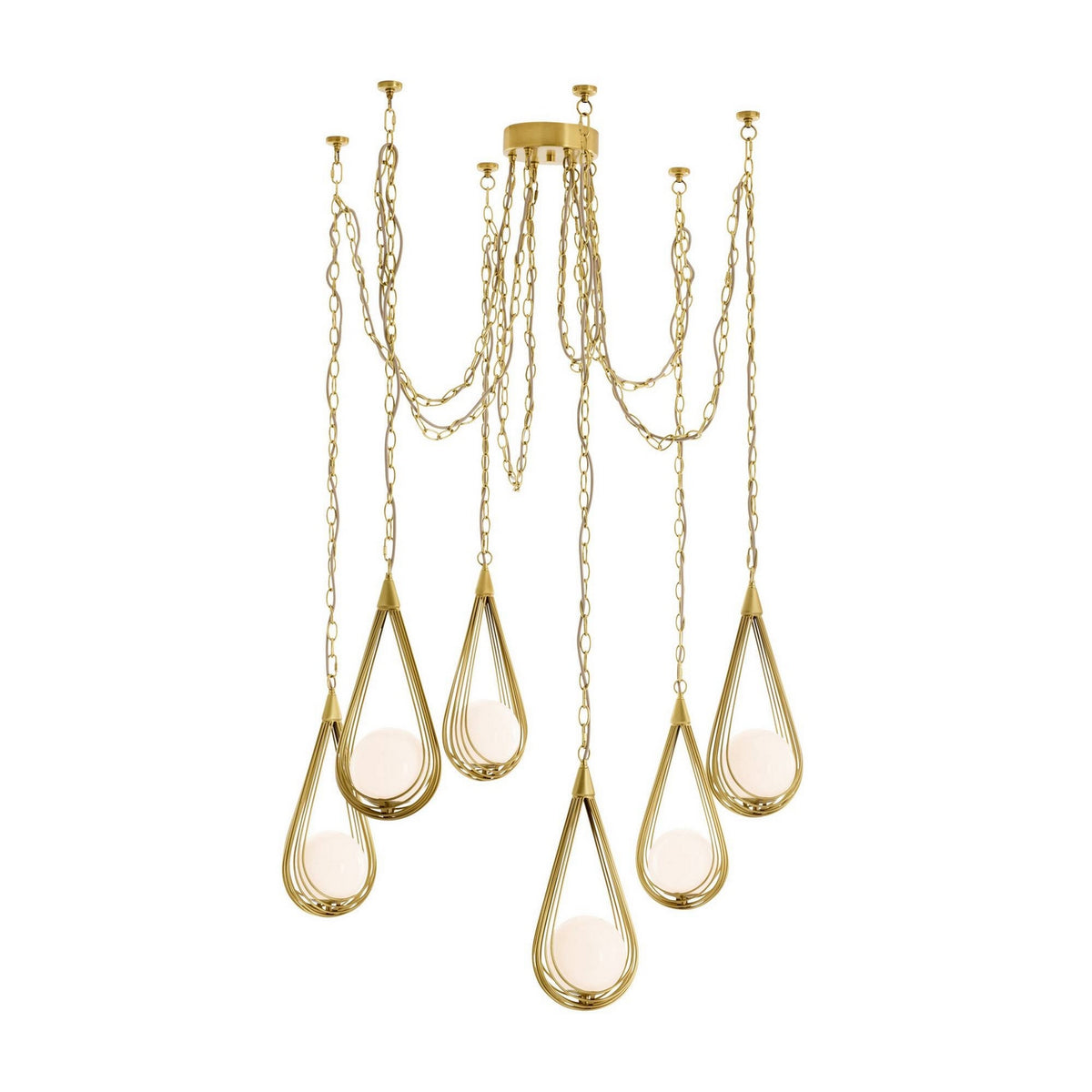 Arteriors - DMC38 - Six Light Chandelier - Ova - Antique Brass/Opal