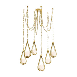 Arteriors - DMC38 - Six Light Chandelier - Ova - Antique Brass/Opal