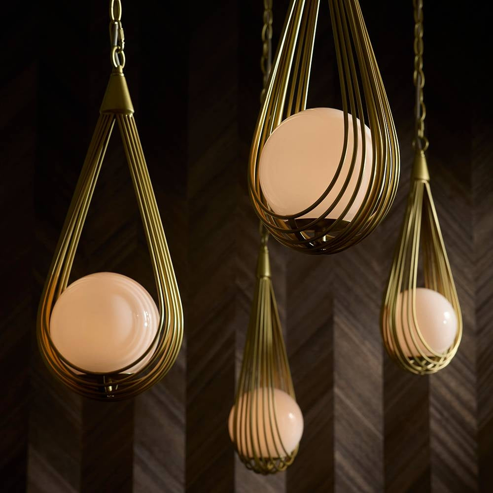 Arteriors - DMC38 - Six Light Chandelier - Ova - Antique Brass/Opal