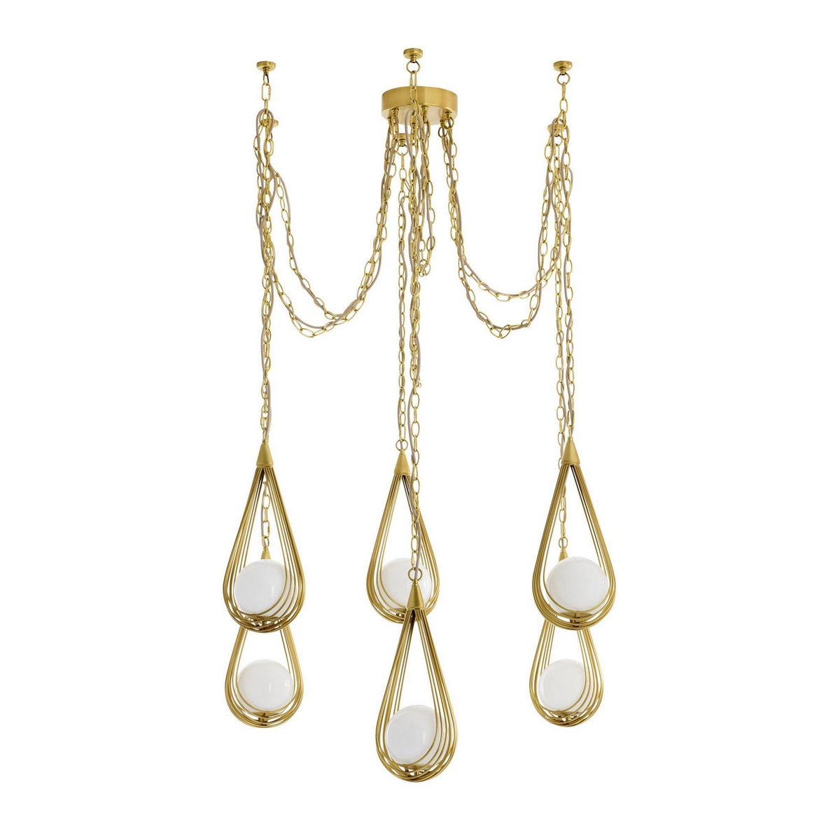 Arteriors - DMC38 - Six Light Chandelier - Ova - Antique Brass/Opal