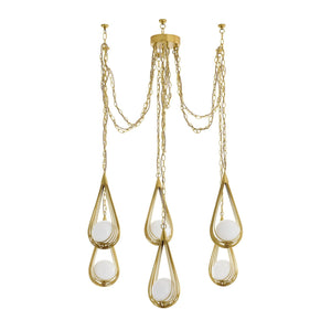 Arteriors - DMC38 - Six Light Chandelier - Ova - Antique Brass/Opal