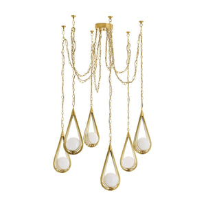 Arteriors - DMC38 - Six Light Chandelier - Ova - Antique Brass/Opal