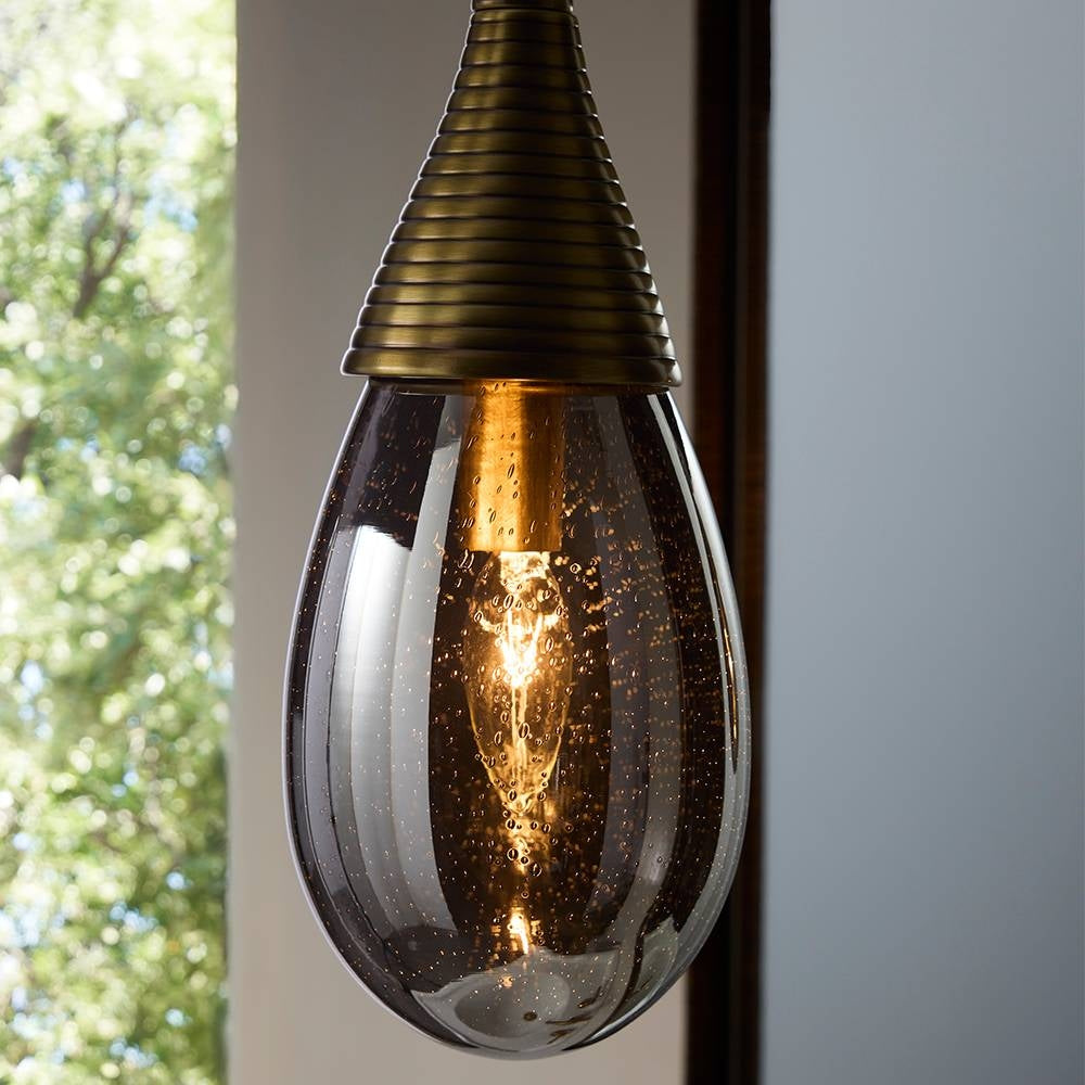 Arteriors - DPC34 - One Light Pendant - Giselle - Smoke Luster/Antique Brass