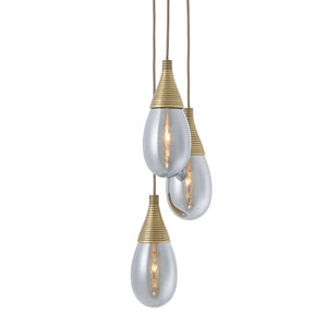 Arteriors - DPC35 - Three Light Chandelier - Giselle - Smoke Luster/Antique Brass