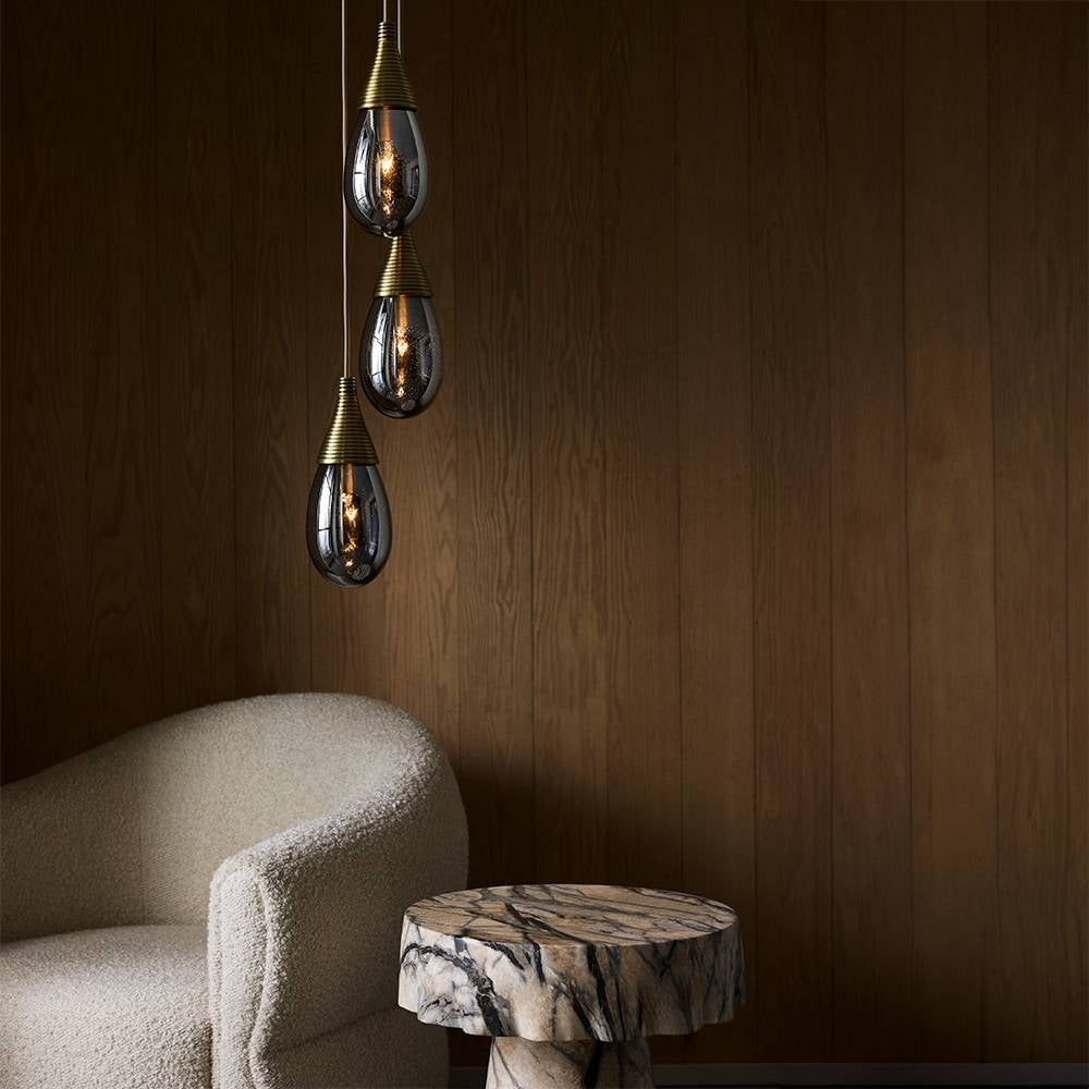 Arteriors - DPC35 - Three Light Chandelier - Giselle - Smoke Luster/Antique Brass