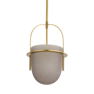 Arteriors - DPC37 - One Light Pendant - Kathleen - Frosted Smoke/Antique Brass