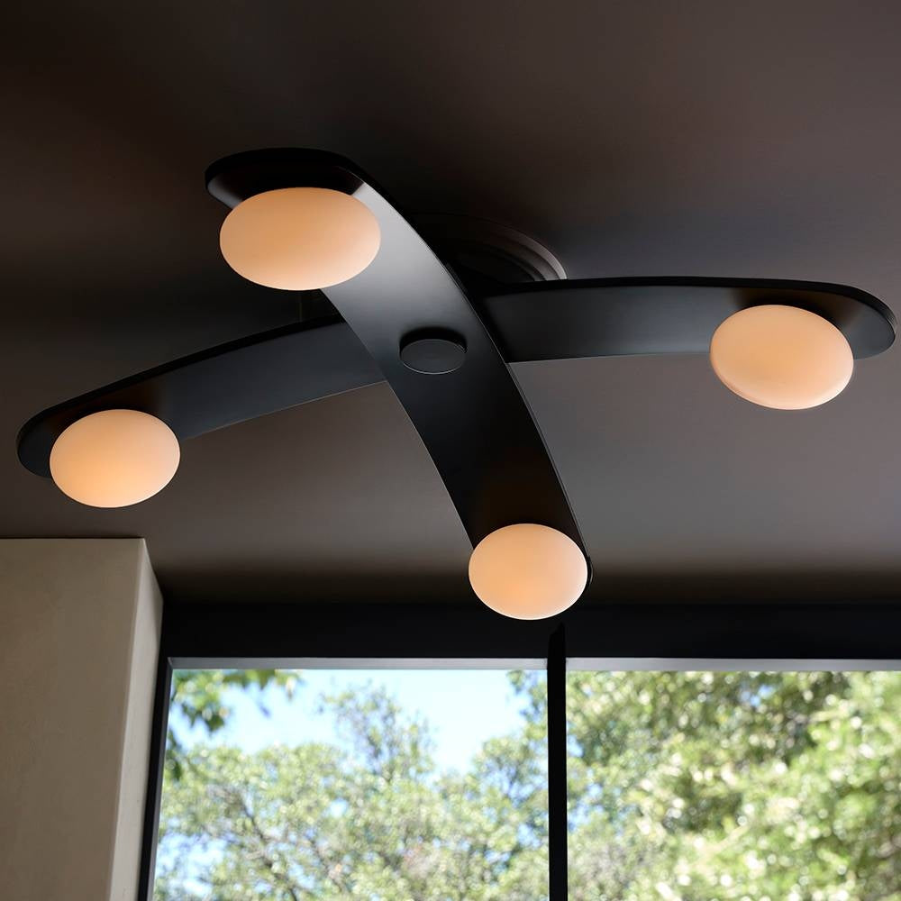 Arteriors - DFC26 - LED Flush Mount - Axia - Blackened Iron/Matte Opal