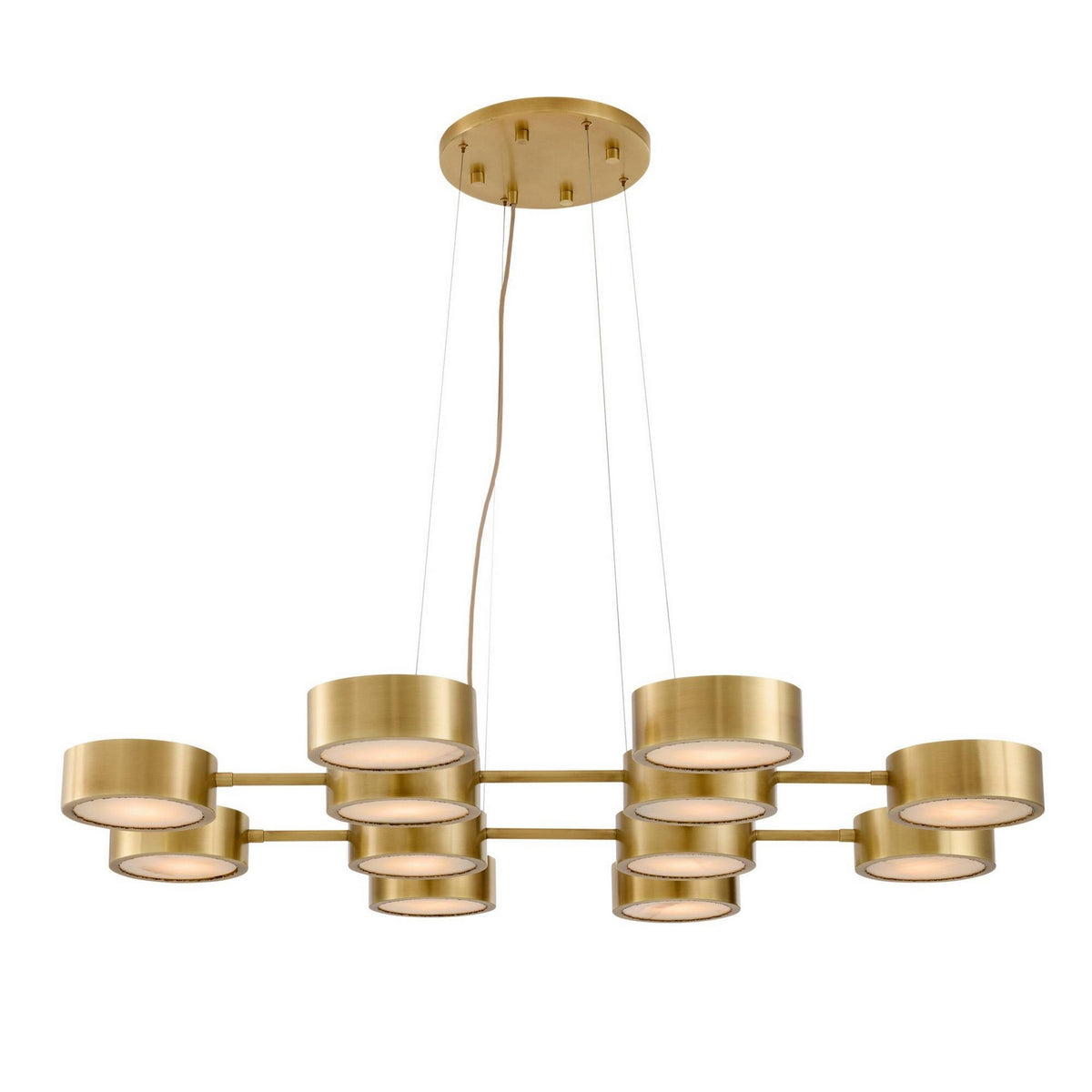 Arteriors - DLC50 - 12 Light Chandelier - Wright Grid - Antique Brass/White