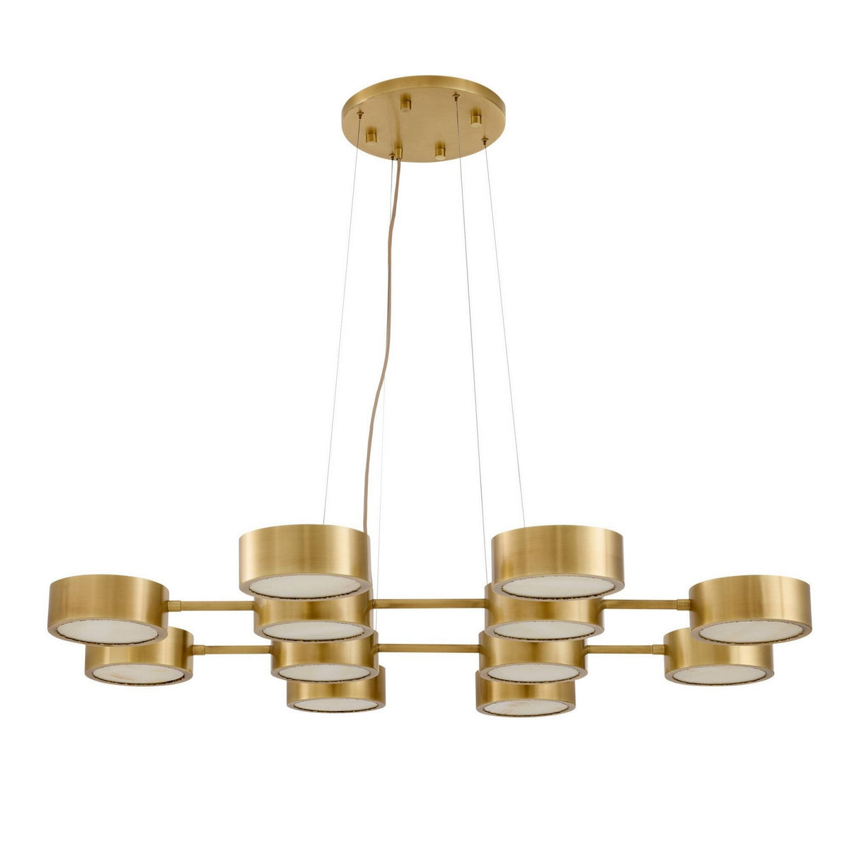 Arteriors - DLC50 - 12 Light Chandelier - Wright Grid - Antique Brass/White