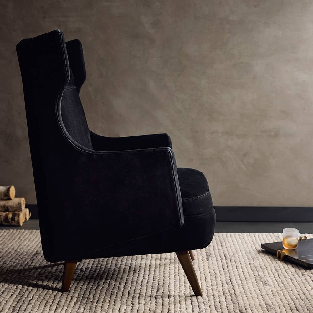Arteriors - FRU16 - Chair - Budell - Noir Nubuck/Dark Walnut
