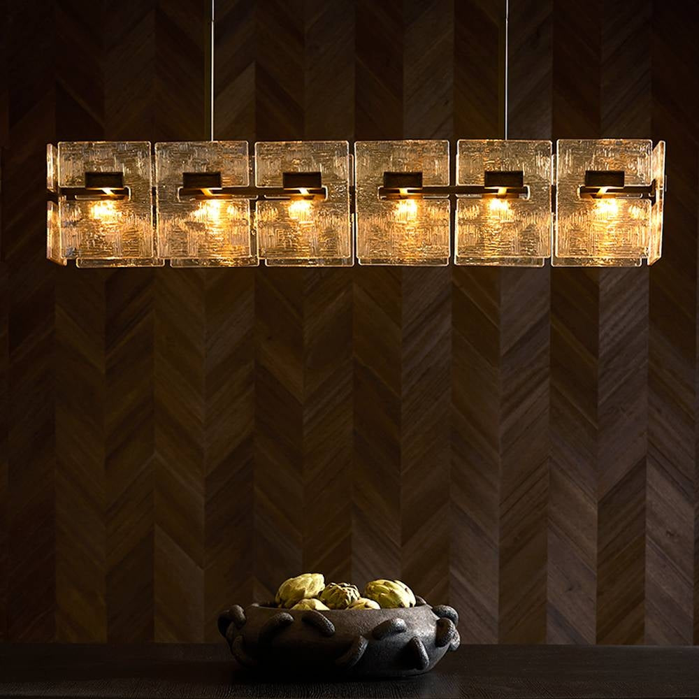 Arteriors - DLC49 - Six Light Linear Chandelier - Vetrina - Molten Umber/English Bronze