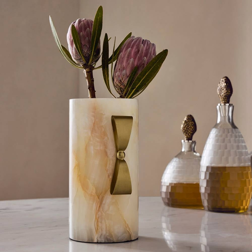 Arteriors - AVC19 - Vase - Monet - White/Antique Brass