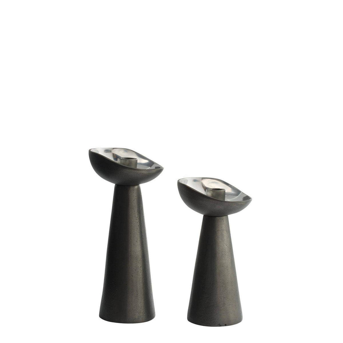Arteriors - ACI09 - Candle Holders, Set of 2 - Argemone - Blackened/Polished Silver