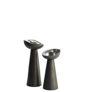 Arteriors - ACI09 - Candle Holders, Set of 2 - Argemone - Blackened/Polished Silver