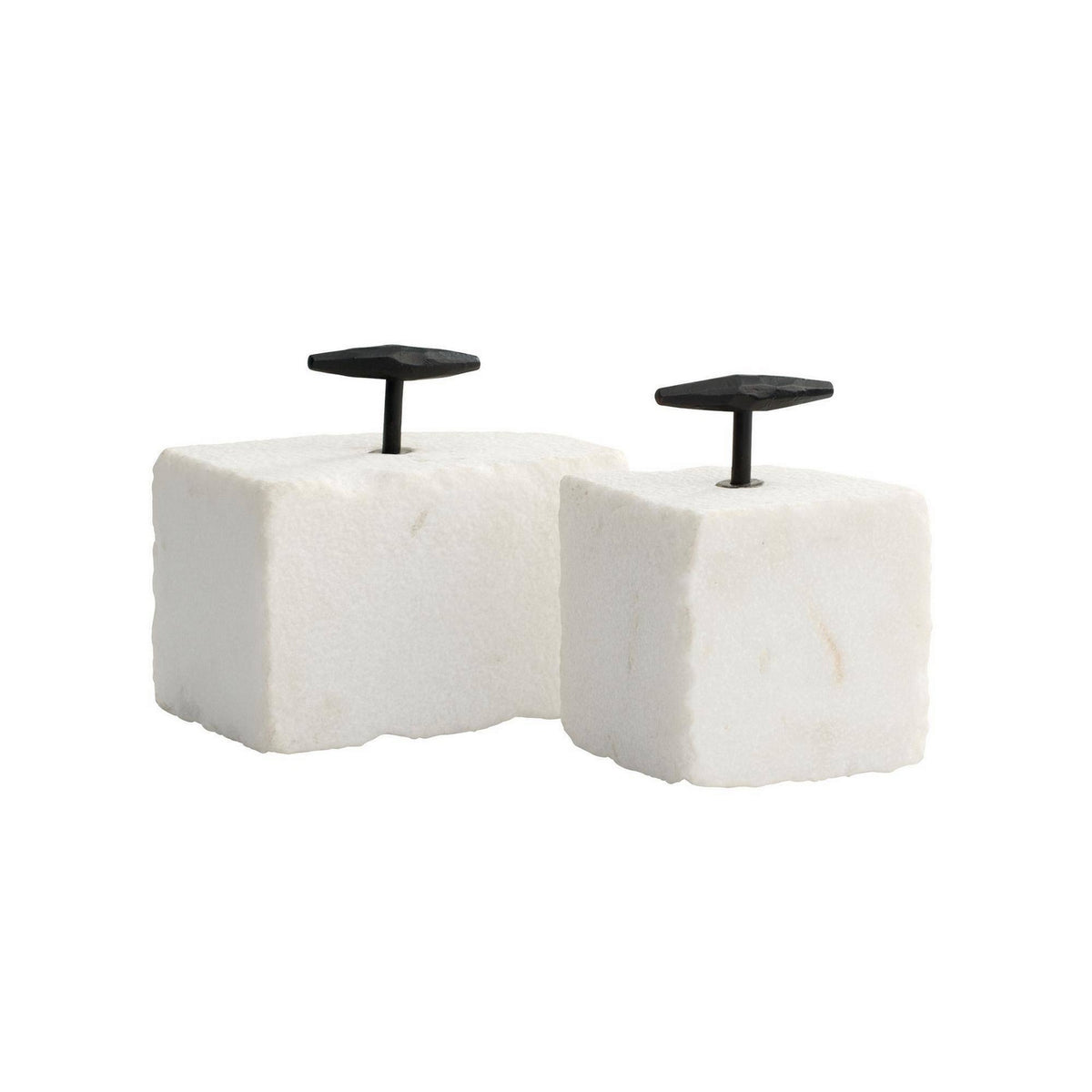 Arteriors - ATI12 - Bookends, Set of 2 - Pedra - White/Blackened Iron