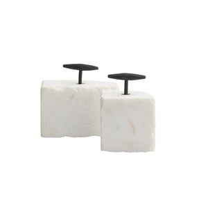 Arteriors - ATI12 - Bookends, Set of 2 - Pedra - White/Blackened Iron