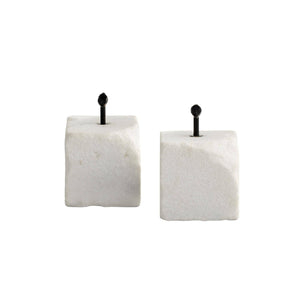 Arteriors - ATI12 - Bookends, Set of 2 - Pedra - White/Blackened Iron