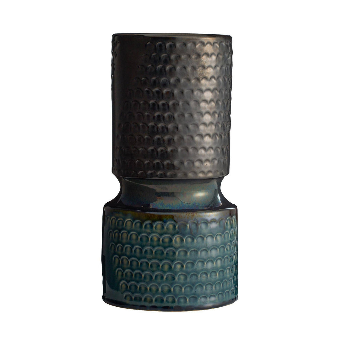 Arteriors - AVC20 - Vases, Set of 2 - Cliff - Gunmetal & Teal Reactive