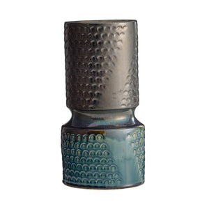 Arteriors - AVC20 - Vases, Set of 2 - Cliff - Gunmetal & Teal Reactive