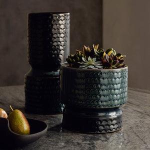 Arteriors - AVC20 - Vases, Set of 2 - Cliff - Gunmetal & Teal Reactive