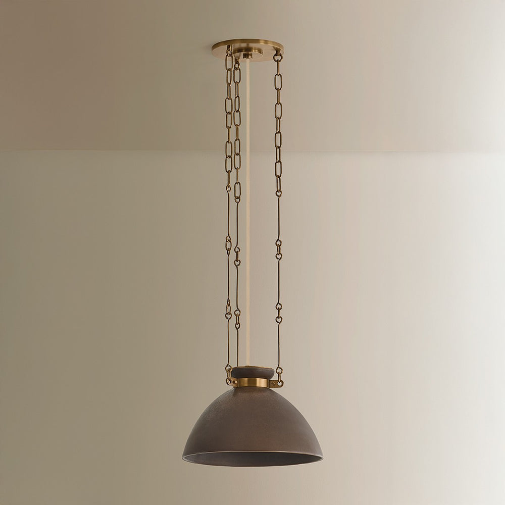 Troy Lighting - F7314-PBR/CMU - One Light Pendant - Allston - Patina Brass