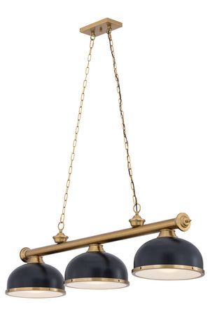 Z-Lite - 2306-3HBR-D12MB+HBR - Three Light Billiard - Cordon - Heritage Brass