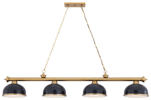 Z-Lite - 2306-4HBR-D12MB+HBR - Four Light Billiard - Cordon - Heritage Brass