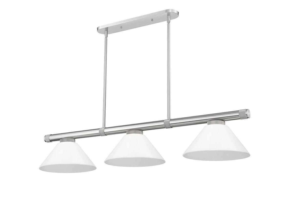 Z-Lite - 3050-3BN-PWH - Three Light Billiard - Vanguard - Brushed Nickel