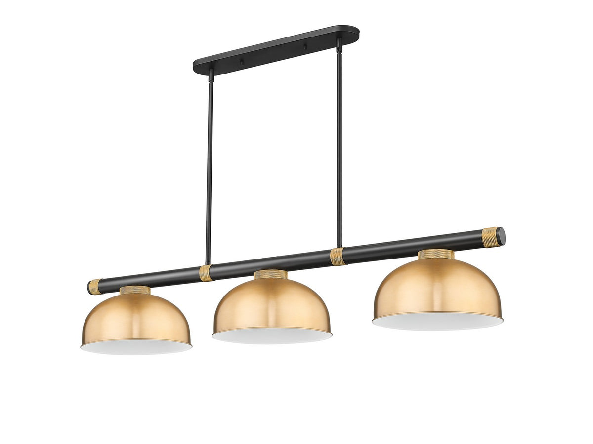 Z-Lite - 3050-3MB-RB-D13HBR - Three Light Billiard - Vanguard - Matte Black + Rubbed Brass