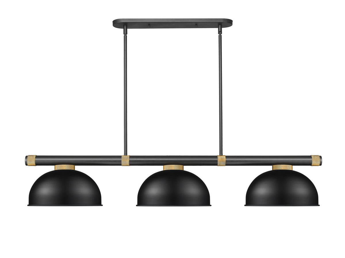 Z-Lite - 3050-3MB-RB-D13MB - Three Light Billiard - Vanguard - Matte Black + Rubbed Brass