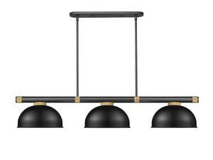 Z-Lite - 3050-3MB-RB-D13MB - Three Light Billiard - Vanguard - Matte Black + Rubbed Brass