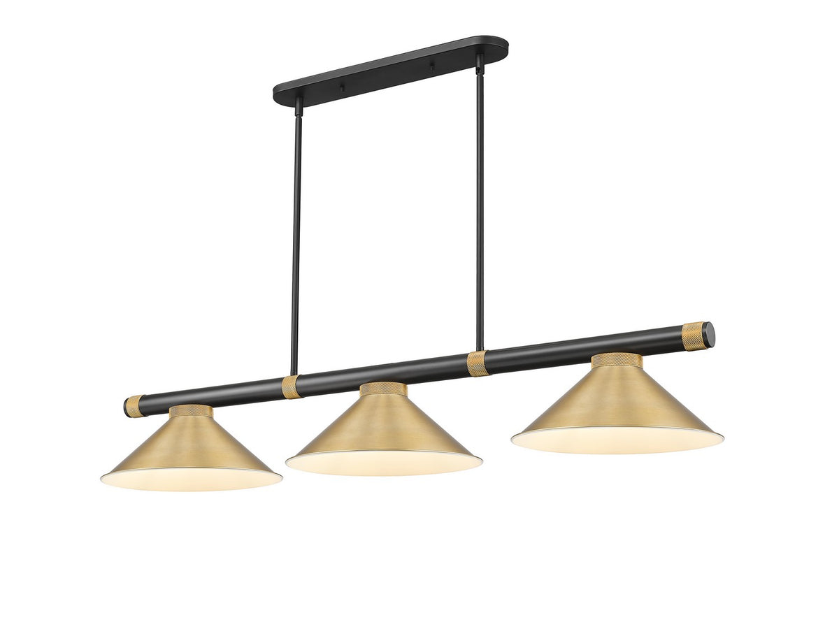 Z-Lite - 3050-3MB-RB-HBR15 - Three Light Billiard - Vanguard - Matte Black + Rubbed Brass