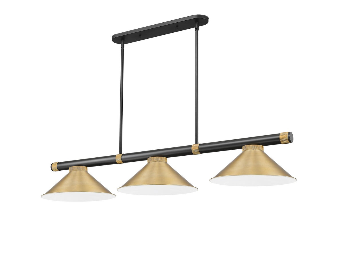 Z-Lite - 3050-3MB-RB-HBR15 - Three Light Billiard - Vanguard - Matte Black + Rubbed Brass