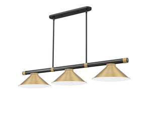 Z-Lite - 3050-3MB-RB-HBR15 - Three Light Billiard - Vanguard - Matte Black + Rubbed Brass