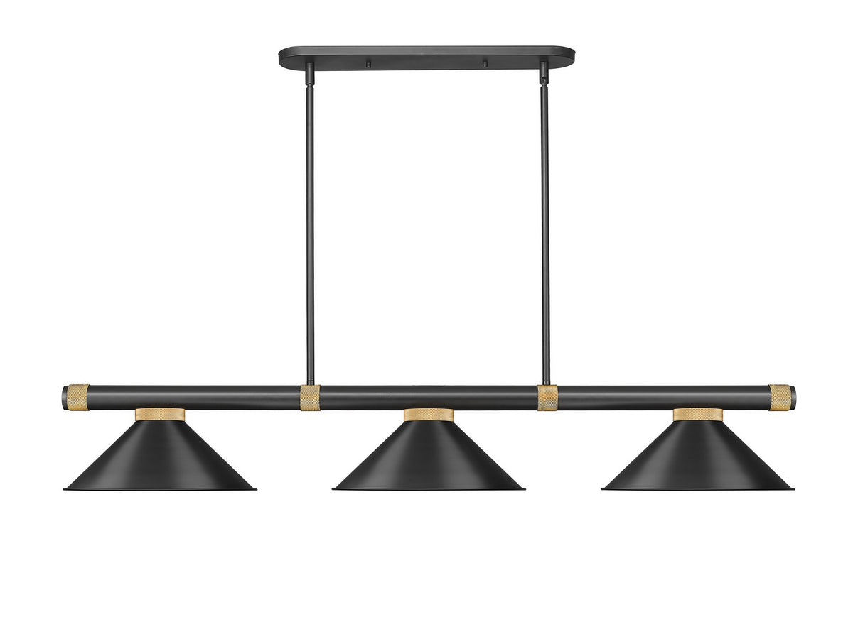 Z-Lite - 3050-3MB-RB-MB15 - Three Light Billiard - Vanguard - Matte Black + Rubbed Brass