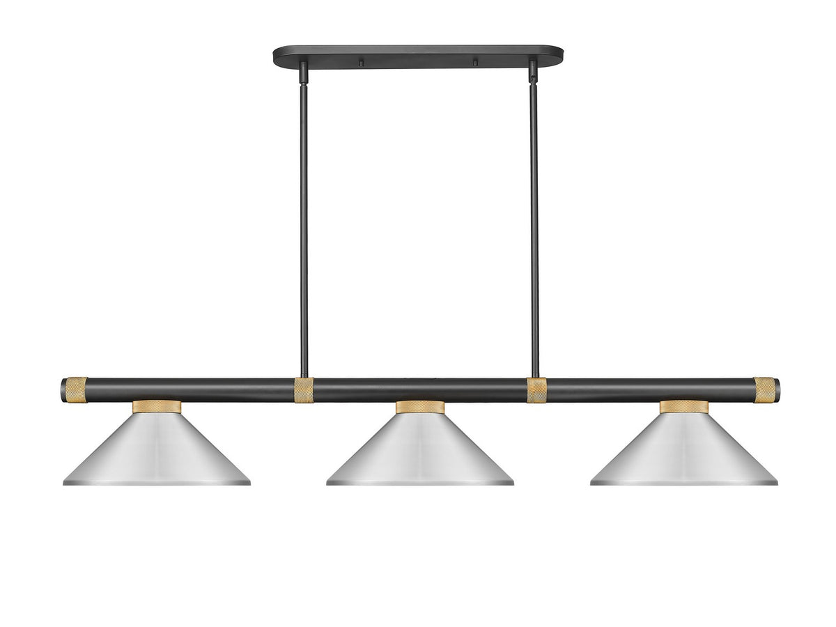 Z-Lite - 3050-3MB-RB-MBN - Three Light Billiard - Vanguard - Matte Black + Rubbed Brass
