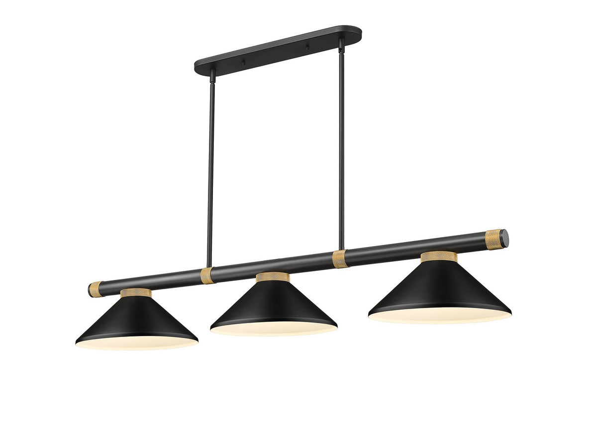 Z-Lite - 3050-3MB-RB-MMB - Three Light Billiard - Vanguard - Matte Black + Rubbed Brass